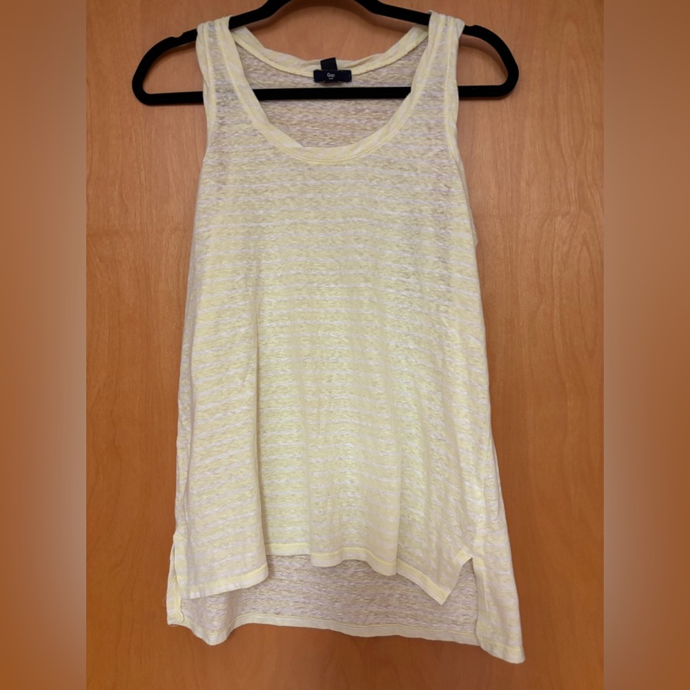 GAP Light Yellow Striped Tank Top Size Medium
